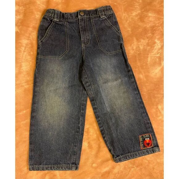 VTG Seasame Street Elmo logo  Blue Denim Jeans Sz 4 T - Picture 4 of 8